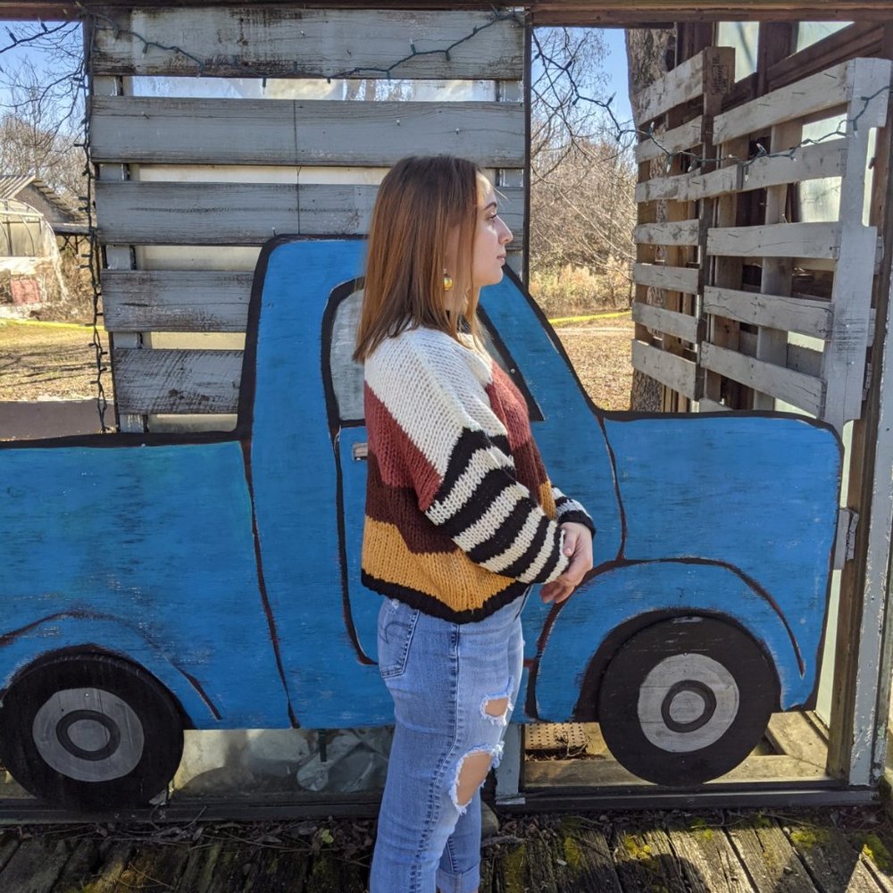 Miroh Striped Sweater w/ Contrast Sleeves - Picture 4 of 6